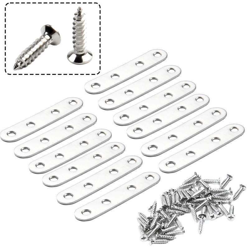 Description Picture 5 of item12pcs Corner Code Stainless Steel Flat Brace Brackets For Wood Metal Shelf Support Corner Bracket Connecting Mending Plates