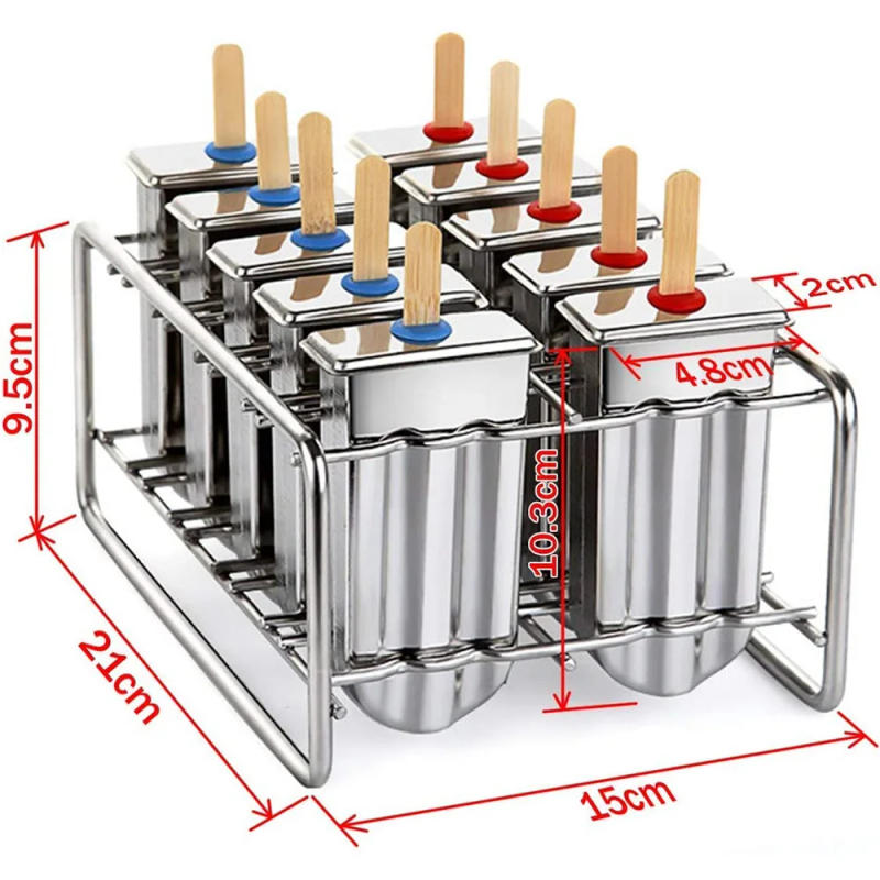 Description Picture 2 of itemStainless Steel Ice Lolly Popsicle Mold Rack Frozen Lolly Popsicle Ice Pop Maker Homemade Ice Cream Mold with Popsicle Holder