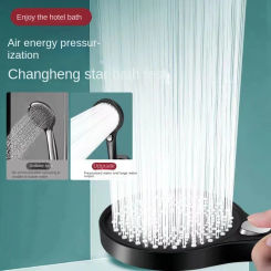 Fashionable Handheld Shower Head Large Panel Rainfall SPA High Pressure Saving Water ABS Black Shower Head Pressurized Faucet