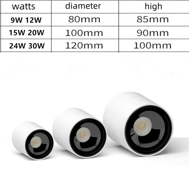 Description Picture 6 of itemCRI 98 New Surface Mounted Dimmable LED Downlights 9W 12W 15W 20W 24W 30W Anti Glare COB Ceiling Lamp Spotlights AC90-260V