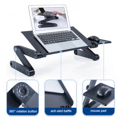 Adjustable Laptop Desk Stand Portable Aluminum Ergonomic Lapdesk for TV Bed Sofa PC Notebook Table Desk Stand with Mouse Pad