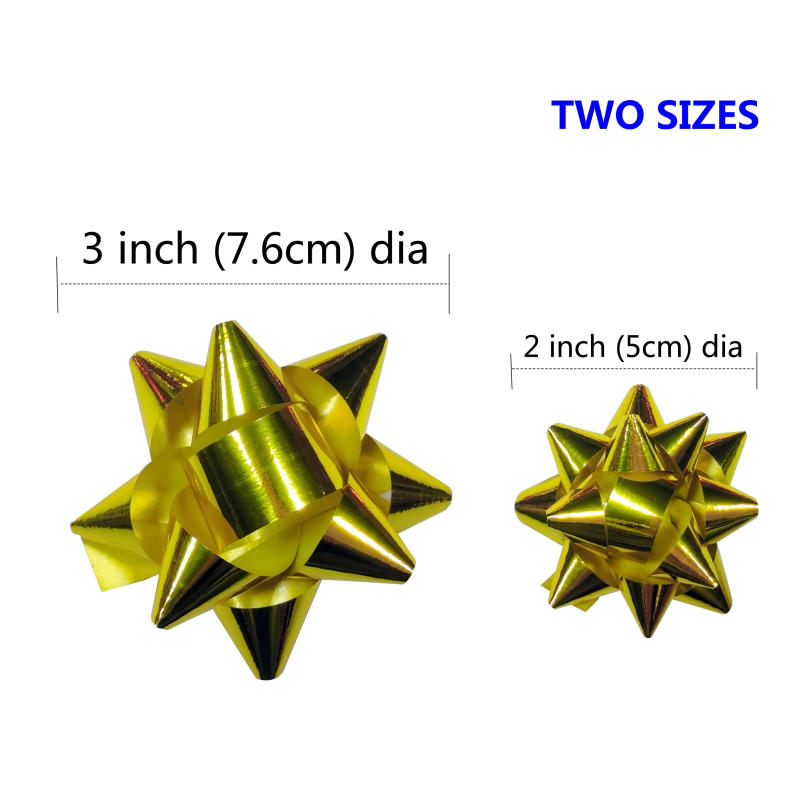 Description Picture 3 of item108PK Metallic Gold Silver Red Ribbon Bows Gift Bows Assortment for Christmas Tree Party Holiday Decoration Present Wrapping