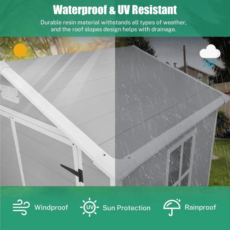 Description Picture 4 of item6x4.4FT Outdoor Resin Shed with Reinforced Floor, All-Weather Plastic Shed, Garden Tool Sheds & Outdoor Storage Clearance