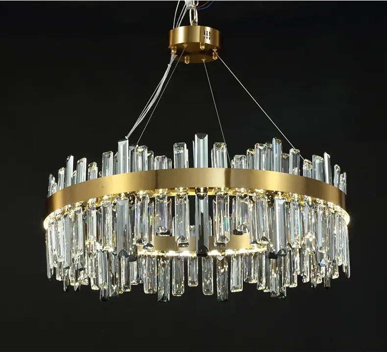Description Picture 4 of itemModern Smoke Grey Crystal Led Chandelier for Living Dining Room Food Tables  Bedroom Lamp Home Decor Hanging Light Fixture