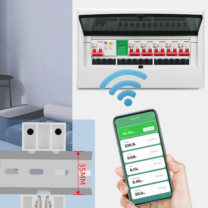 Description Picture 4 of itemTuya WiFi Single Phase Energy Meter 6 In 1 AC Electric Din Rail Smart Kwh Power Consumption Meters Wattmeter Voltmeter Ammeter