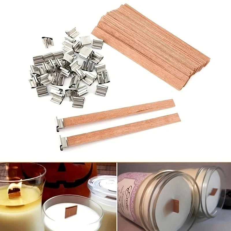 Description Picture 3 of itemDIY Candle Making Supplies Natural Wood Candle Wicks With Base