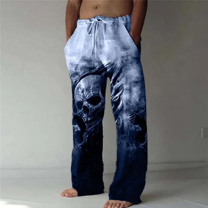Description Picture 3 of itemCasual Pants for Men's Loose Fitting Straight Leg Pants, Skull Print Casual Sports Pants