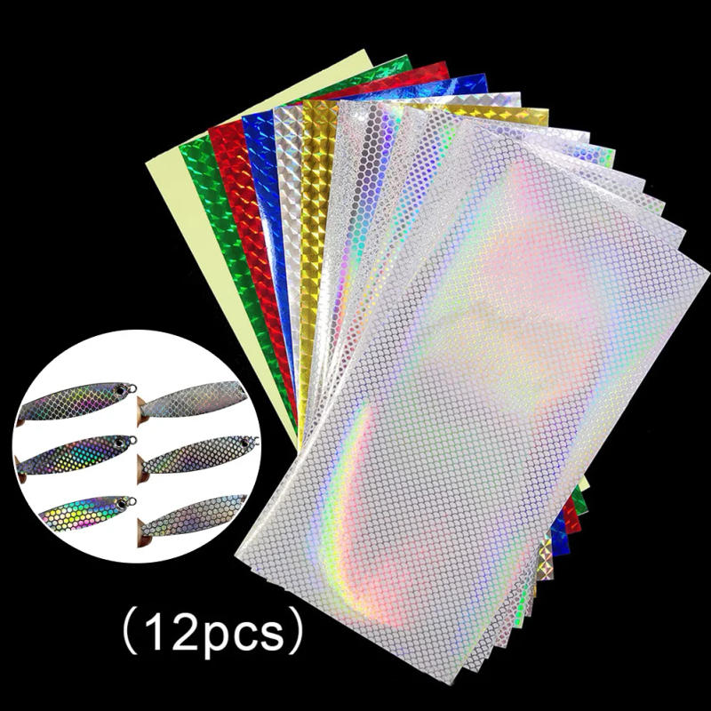 Description Picture 2 of item20cmx10cm Lure Tape Sticker Sticker Belt Decor Raw Materials Sheet Tackle 12pcs Accessories DIY Fishing Reflective Replacement