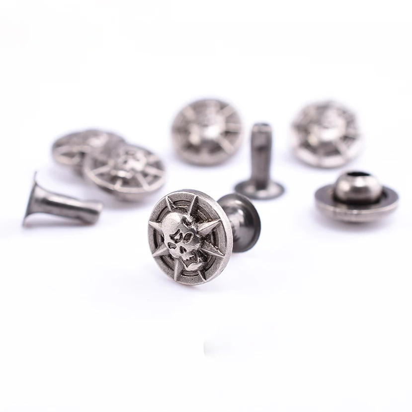 Description Picture 3 of item50pcs Punk Skull Decorative Metal Button Rivet Fasteners for Leather Belt Bag Clothing Leathercraft Accessories Conchos