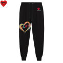 Men Women Spring Autumn Pants Heart Embroidery Color Stripes Heart Letter Print Cotton Feet Elastic Bind Drawstring Pocket Pants