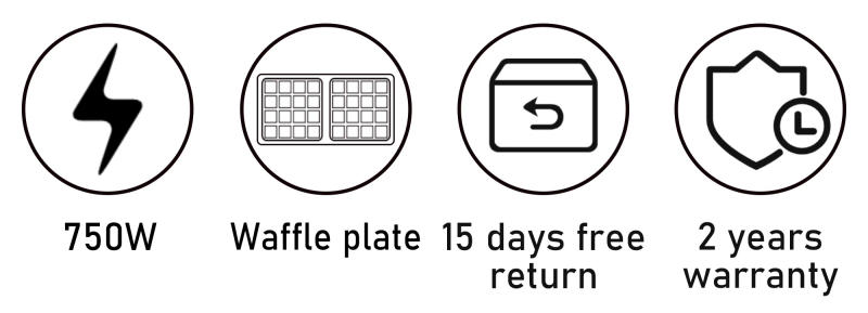 Description Picture 3 of itemElectric Waffle Maker 750W Cooking Kitchen Appliances Breakfast Waffles Machine Non-stick Iron Pan Sonifer