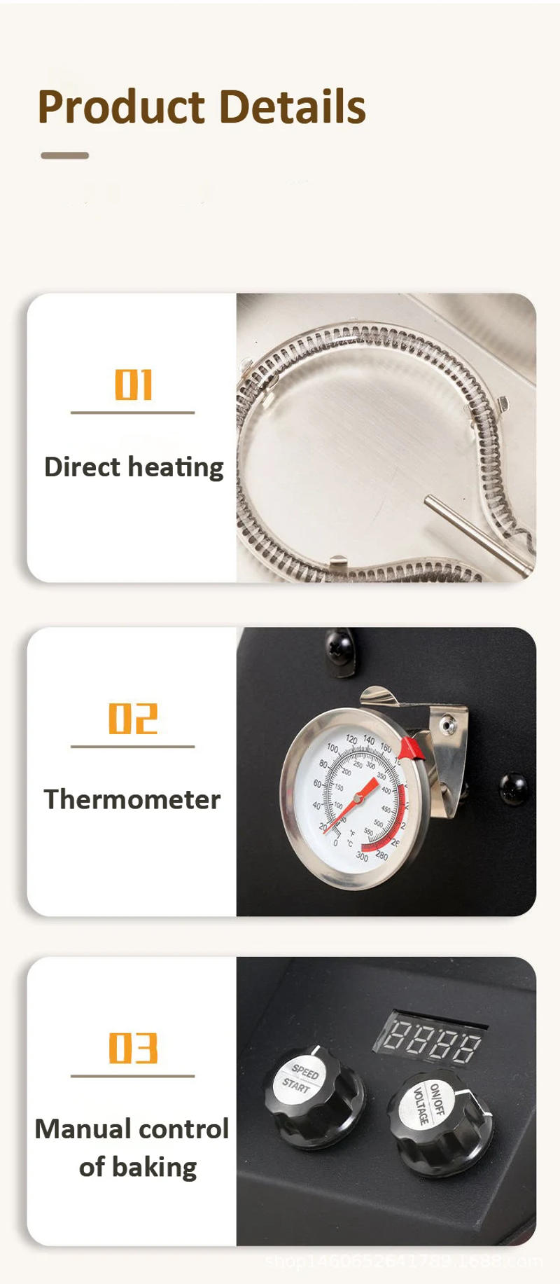 Description Picture 5 of itemXeoleo Electric Coffee Bean Roaster 400g Household Roasting Machine with Baking Curve Grain Stainless Steel+Quartz Glass