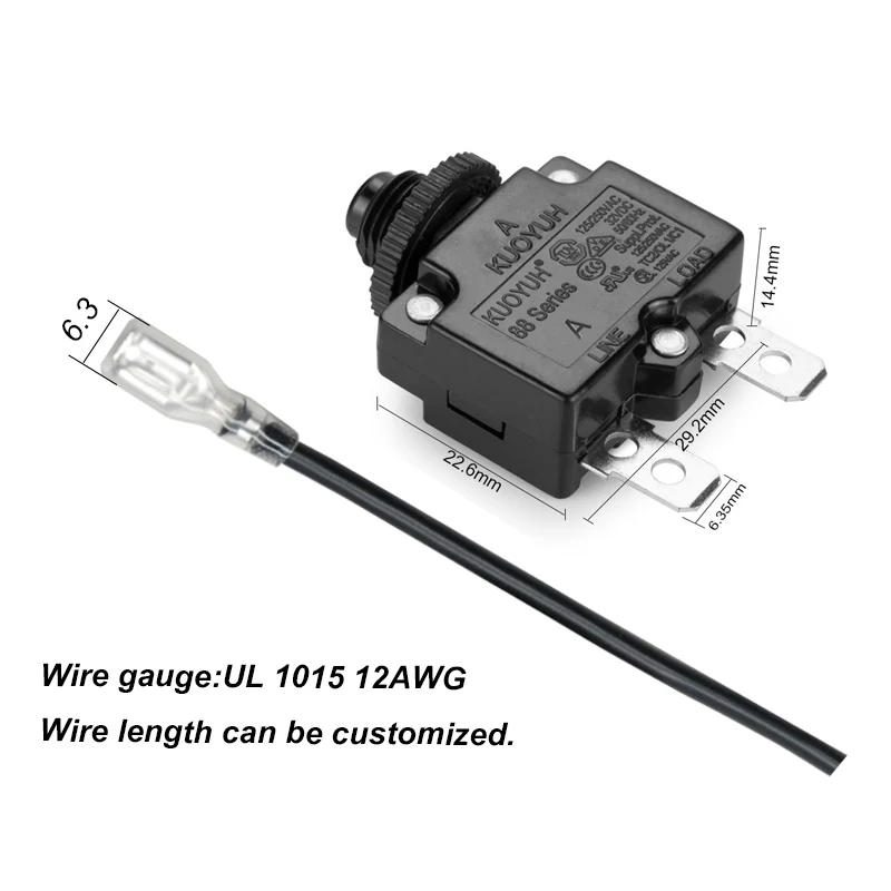 Description Picture 5 of item100% Kuoyuh 88 Series 5A 10A 15A 20A 25A 30A DC automatic reset thermal overload protector switch circuit breaker for Motors