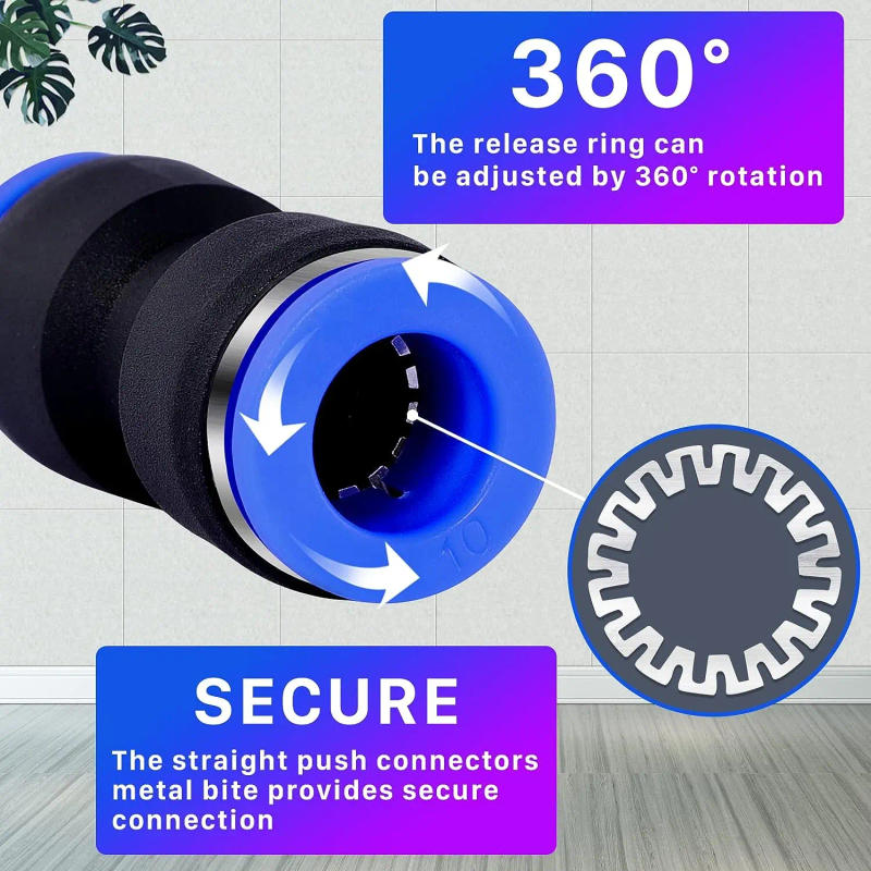 Description Picture 4 of itemPneumatic Fittings Plastic Connector PU 4/6/8/10/12/14/16mm Air Fitting water Hose Tube Push in Straight Gas Quick Connectors