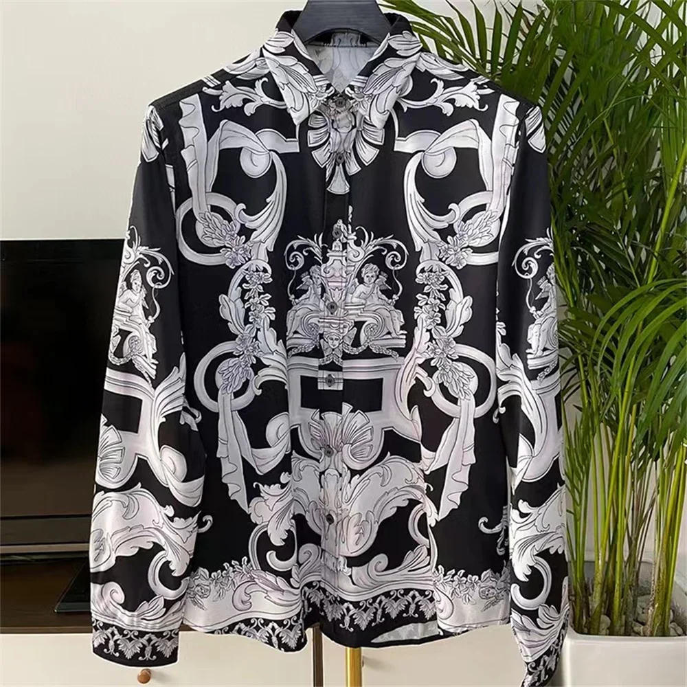 Description Picture 4 of itemNew Men's Casual Workwear Shirt Japanese Style Short Sleeve Heavy Industry Design Color Matching Jacket Fashion Coat Print For