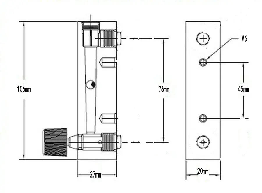 Description Picture 4 of item6mm Hose Barb 0-20 LPM LZM-6T Panel Air N2 Gas Rotameter With Valve Adjustable