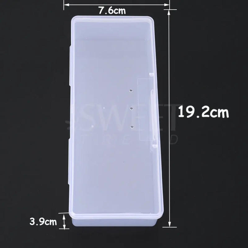 Description Picture 6 of itemNail Art Storage Box Nail Parts Organizer Clear Pink Cuboid Plastic Container Packaging Case For Nail Brush File Manicure Tools