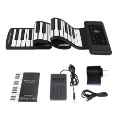 88 Keys Electronic Piano MIDI &USB Charge Portable ABS Soft Silicone Flexible Keyboard Digital Roll Up Piano with Horn and Pedal