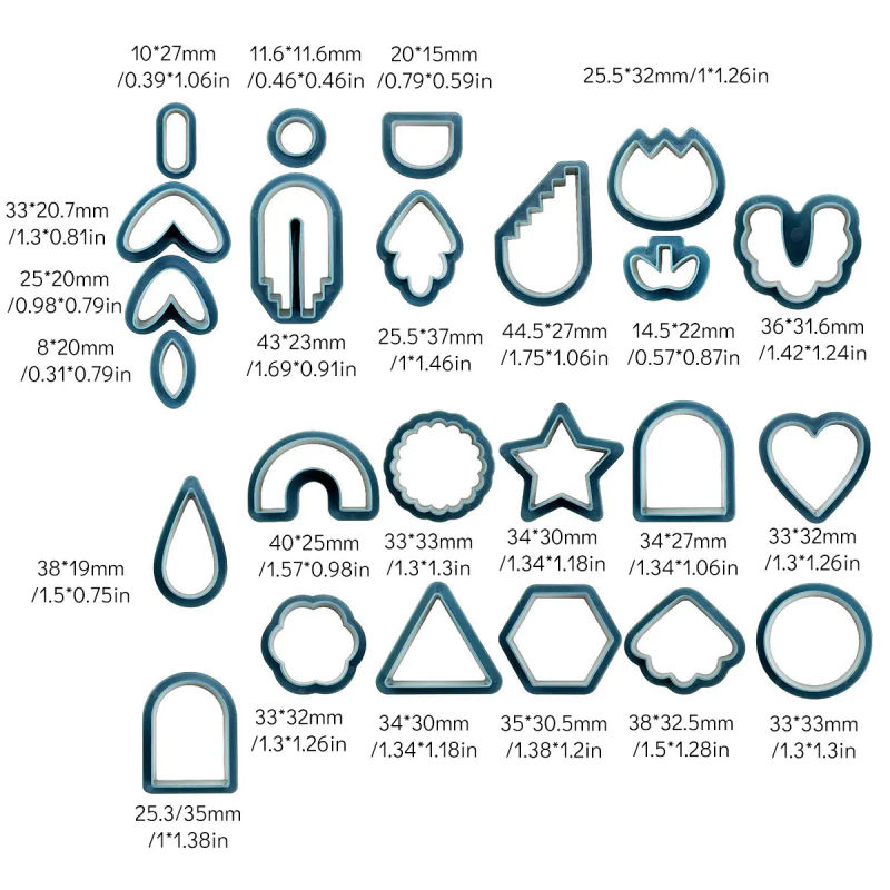 Description Picture 3 of item24pcs DIY Clay Earring Cutters Set Plastic Polymer Clay Cutters Handmade Set Different Sizes And Shape Clay Earring Cutting Mold