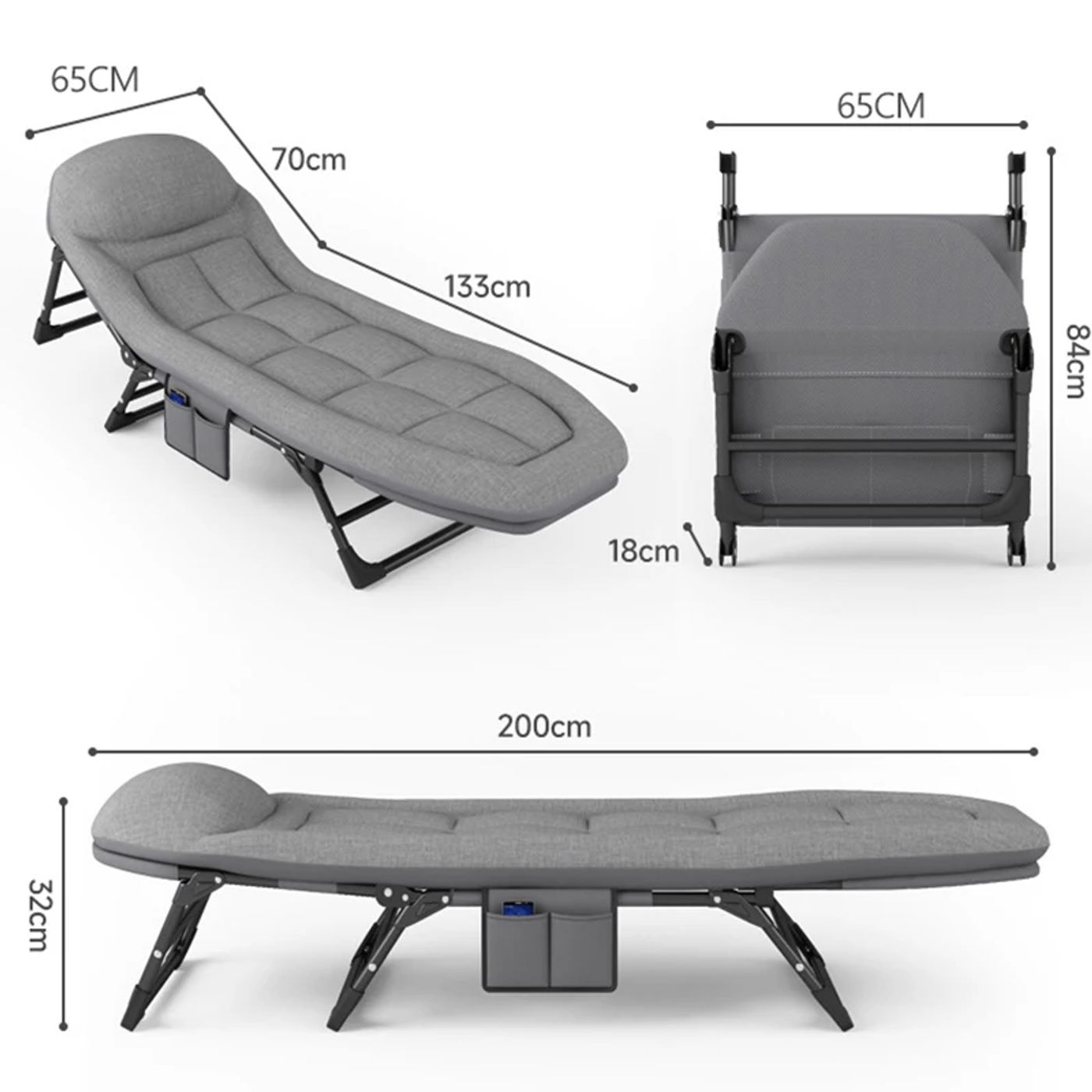 Description Picture 4 of itemFolding Bed Lightweight Camping Cot Household Sofa Beds Bedroom Furniture 6 Gears Adjustable Backrest Chairs Outdoor Beach Chair