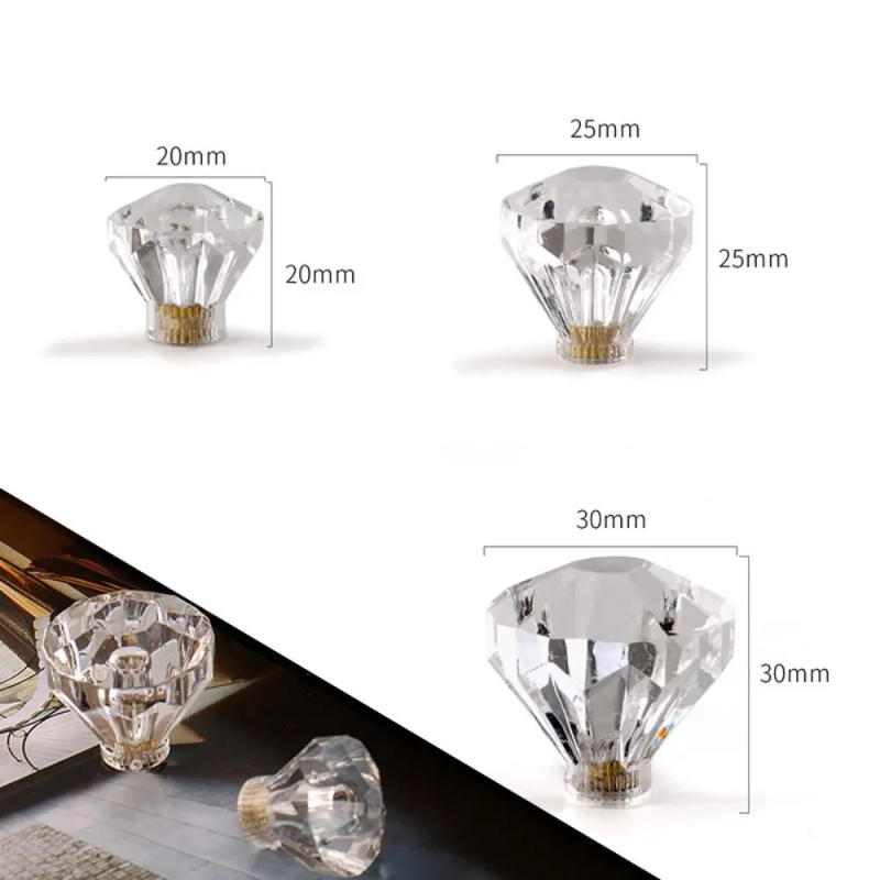 Description Picture 3 of itemAcrylic Crystal Glass Cabinet Knob 20/25/30mm Transparent Drawer Knob Single Hole Furniture Hardware Drawer Pull Handle