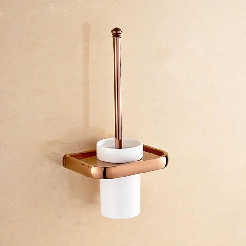Description Picture 3 of itemWall Mounted Toilet Brush Holder Solid Brass Construction Base Ceramic Cup Chrome/Gold/Rose Golden/Antique/ Black Bathroom Shelf