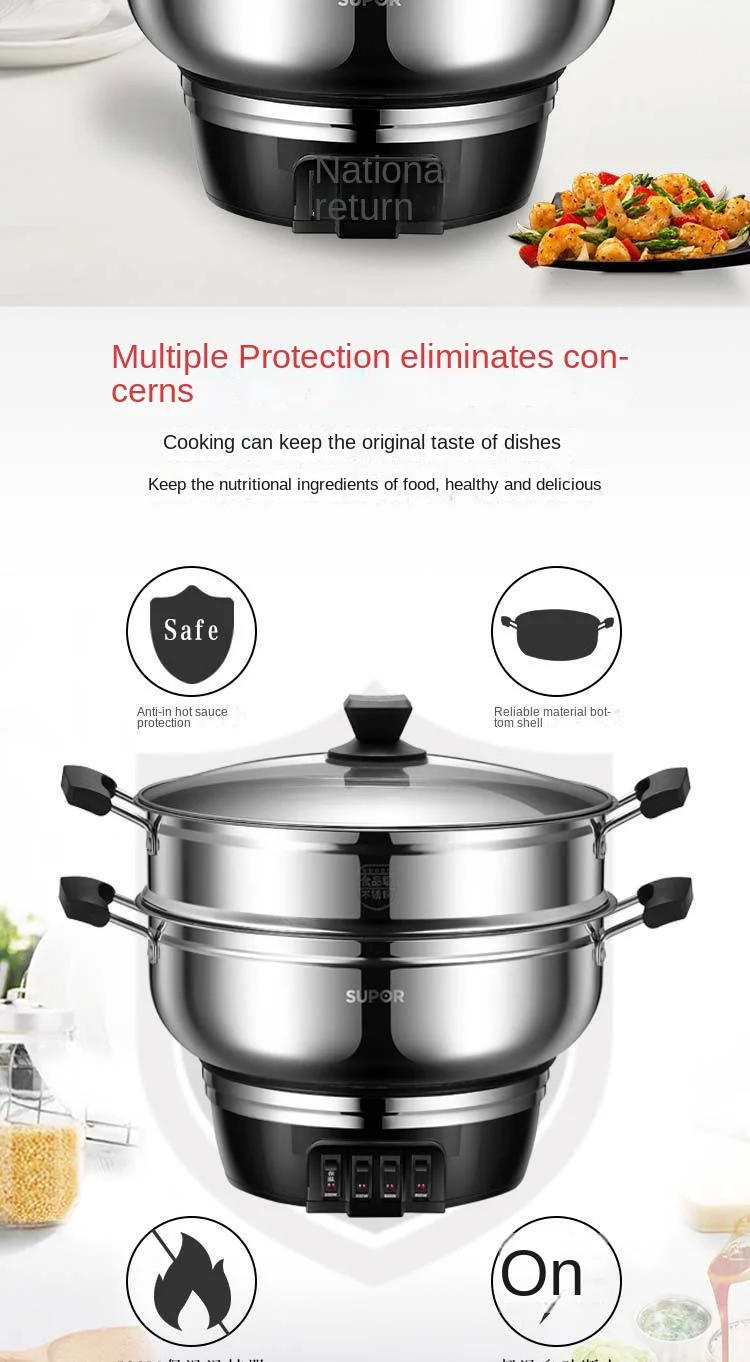 Description Picture 4 of itemSUPOR Electric Steamer Household Multi-function Steaming Stewing Electric Boiler Steaming Dish Multicooker Hotpot Freeshipping