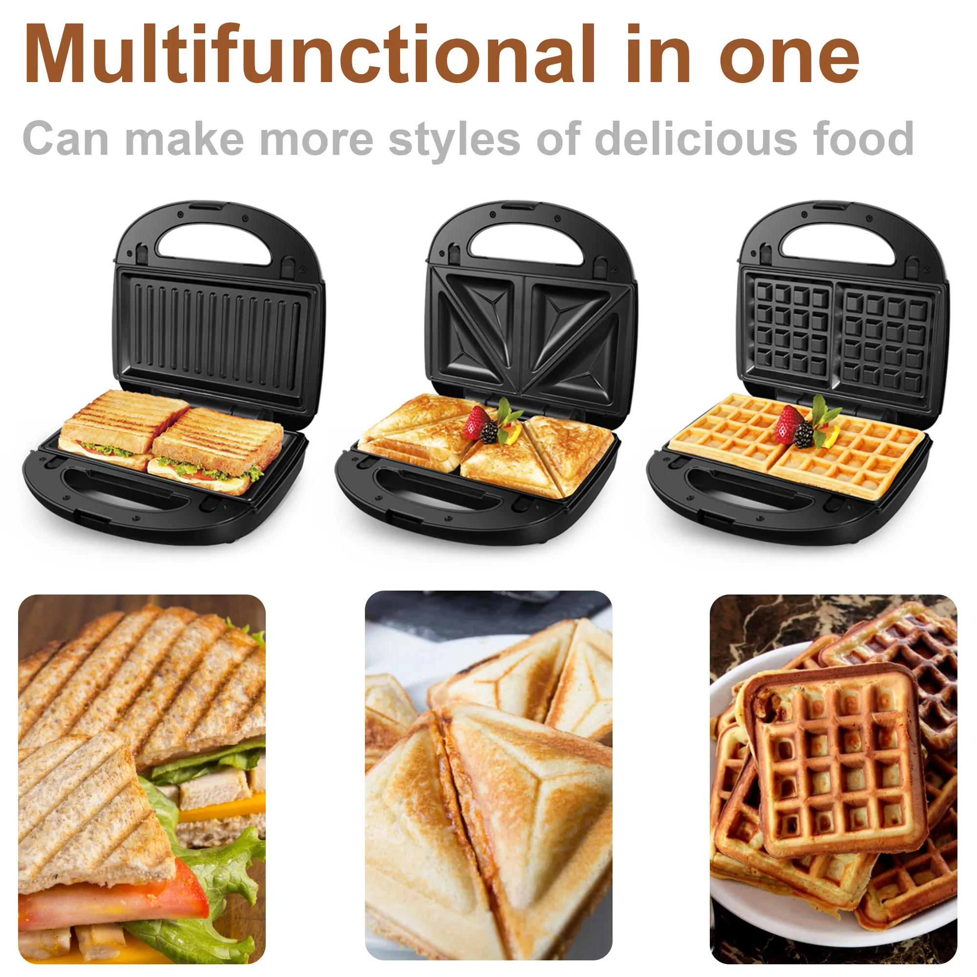 Description Picture 4 of itemElectric Waffle Maker Triangles Sandwich Maker 3 In 1 Cooking Kitchen Appliances Breakfast Machine Non-stick Iron Pan Sonifer