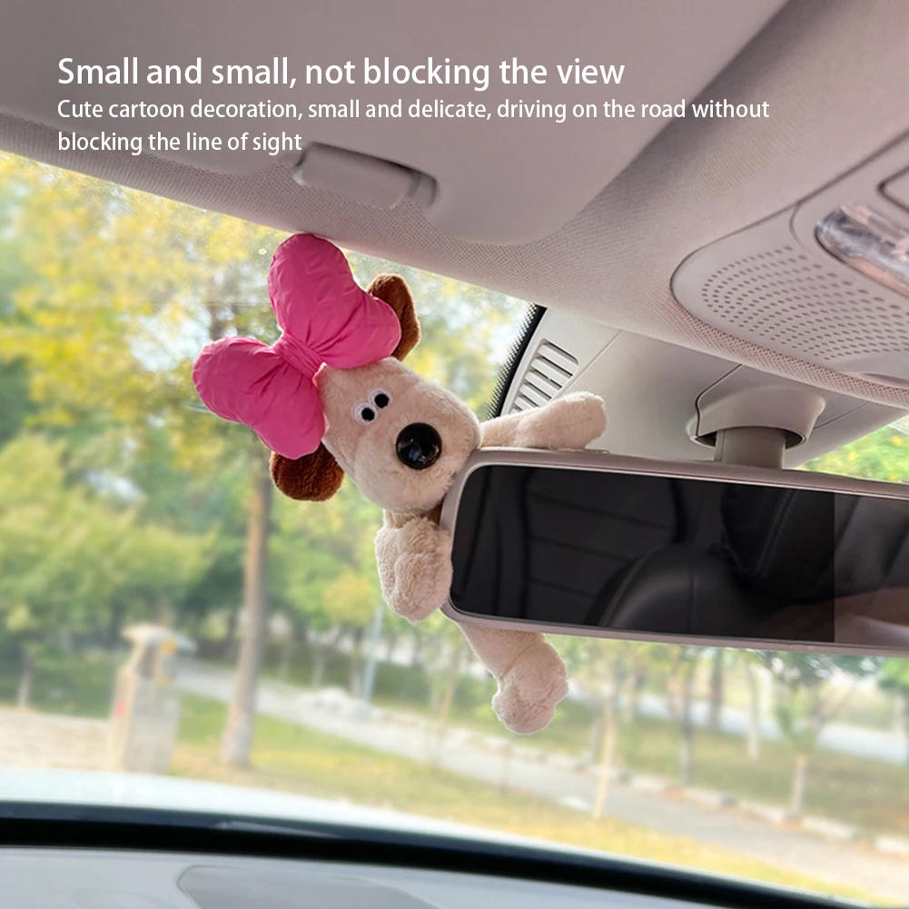 Description Picture 5 of itemCute Plush Glasses Puppy Dog Car Rearview Mirror Decoration Car Ornament Pendant Center Console Decoration Car Accessories