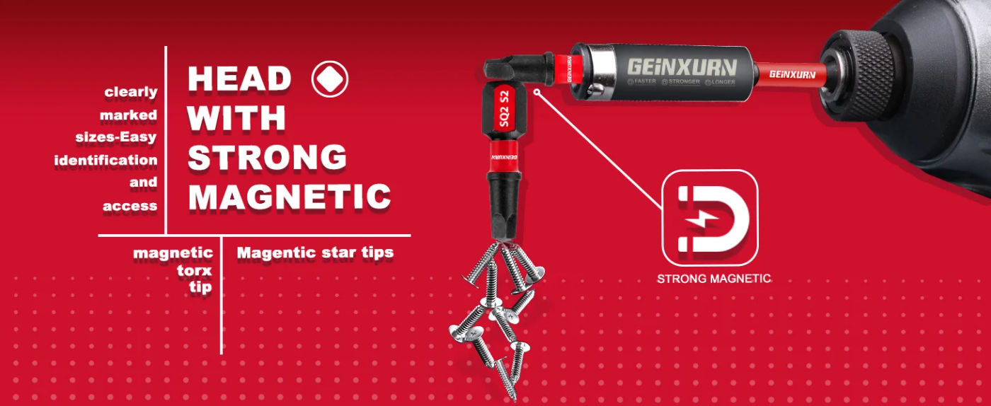 Description Picture 5 of itemGEINXURN Impact Tough #2 Square 1 in/2in. Power Driver Bits, S2 Alloy Steel Magnetic SQ2 Screwdriver Bits Set