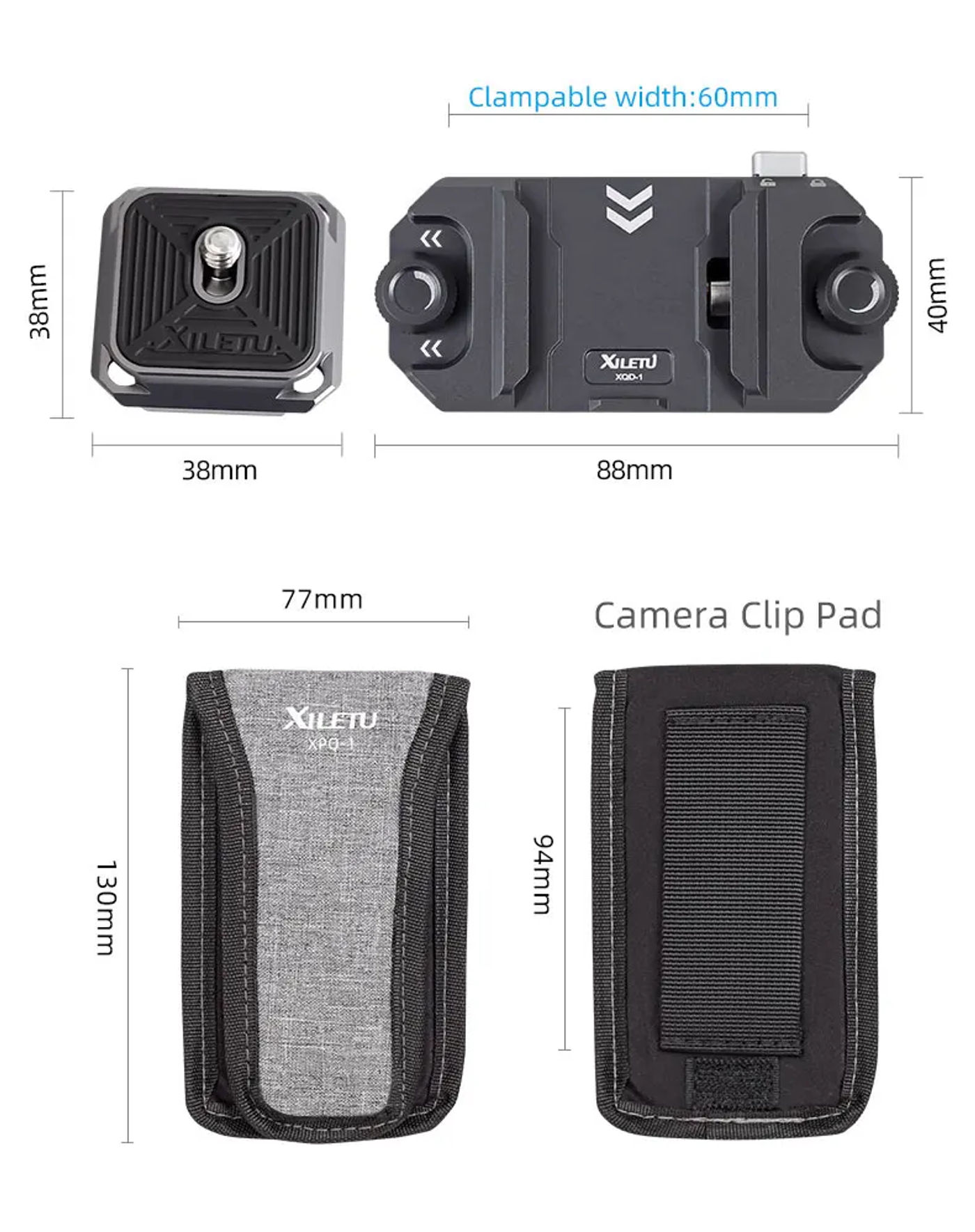 Description Picture 4 of itemXILETU XQD1 Camera Capture Clip Arca Swiss Quick Release Plate Clamp Quick Switch Tripod Slider Mount Adapter