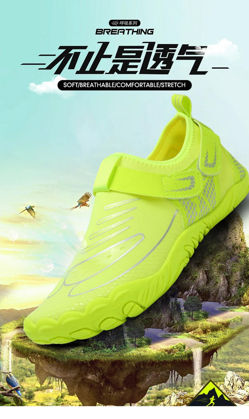 Description Picture 5 of itemBeach Aqua Shoes Air Mesh Cloth Seaside Surfing Swimming Outdoor Upstream Sneakers Magic Tape Five Fingers Barefoot Footwear