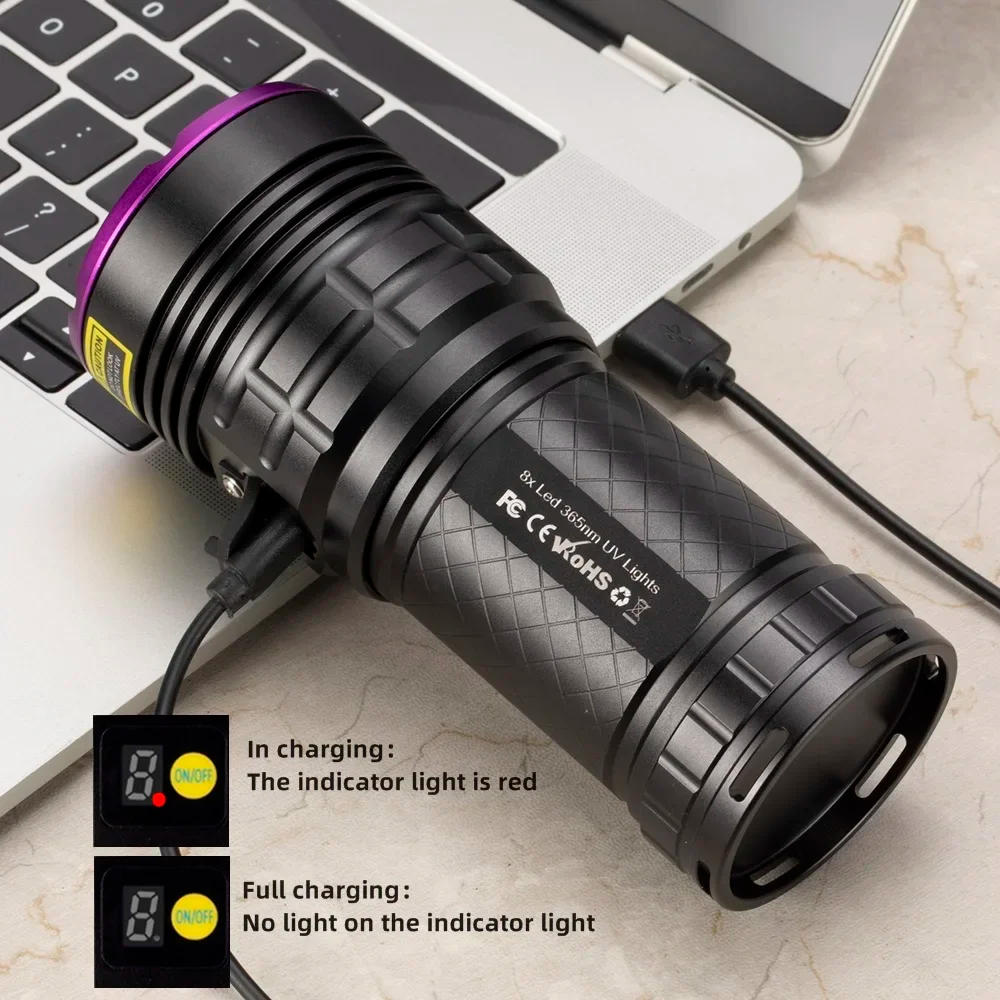 Description Picture 6 of itemAlonefire Power Ultraviolet Flashlight 365nm UV 160W Rechargeable Torch Light for Curing Money Ore Scorpion Fluorescent Detector