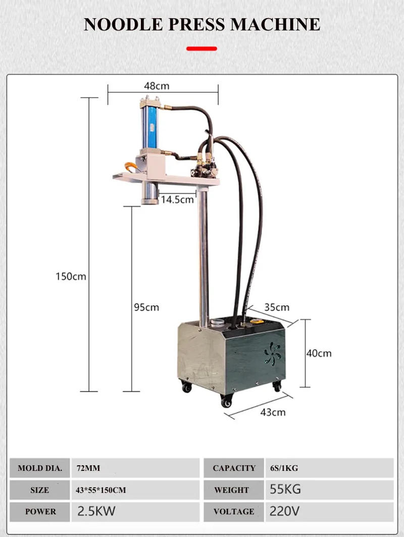 Description Picture 2 of itemFlour Stranding Maker Hydraulic Ramen Panel Machine Stainless Steel Electric Cold Press Noodles Machine