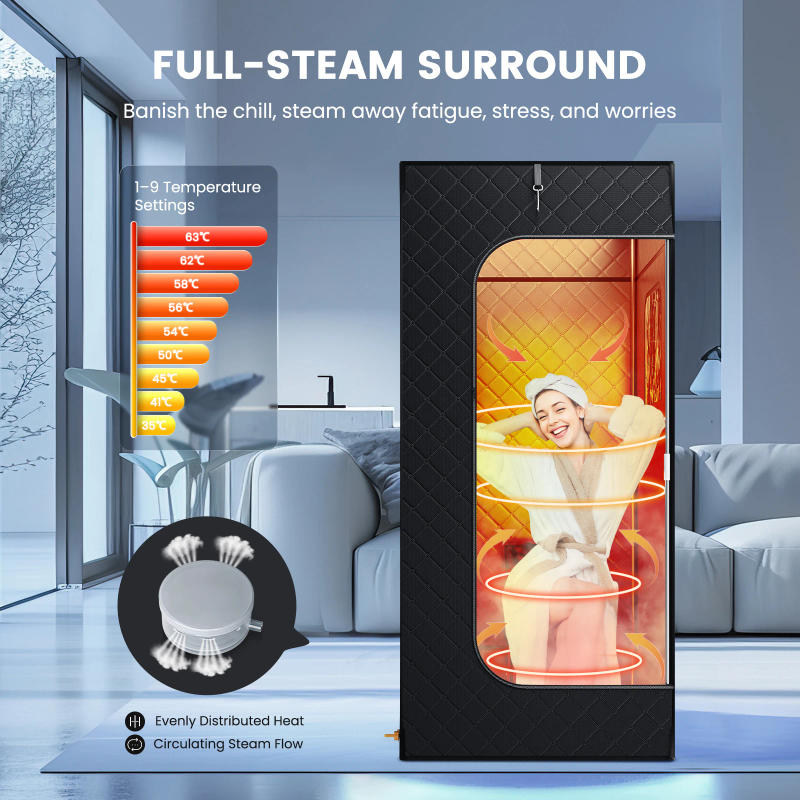Description Picture 3 of itemPortable Steam Sauna Tent Room with Steamer 1000W 2.6L Steam Generator Single Person Sauna for Relaxation Detox Home Spa
