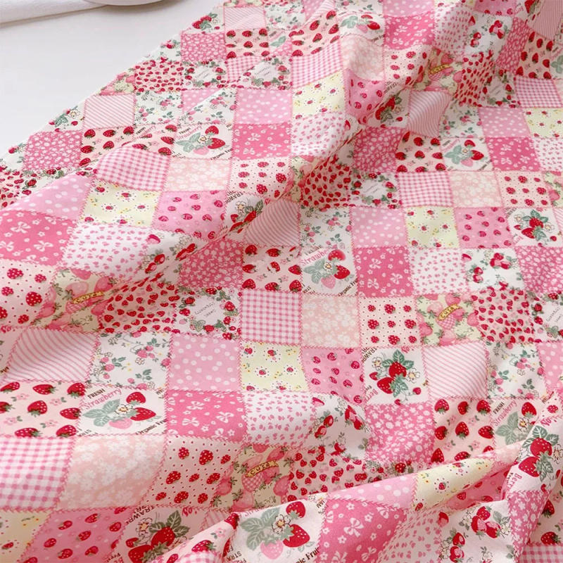 Description Picture 5 of item145*50cm Thin Pure Cotton Printed Fabric Color Plaid Floral Pattern For Sewing Children Clothing Women Dress Skirt Pajamas Cloth