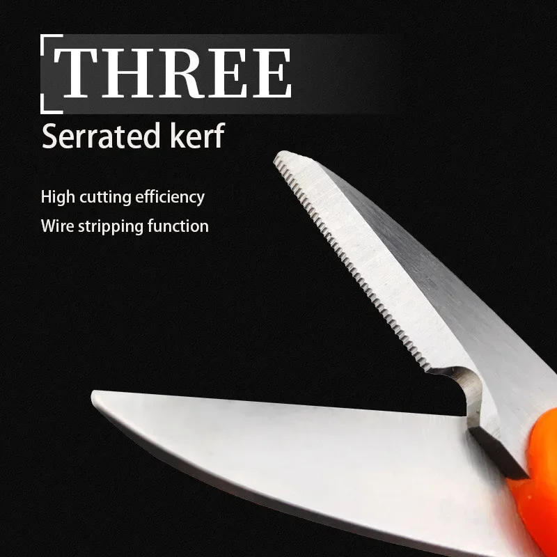 Description Picture 6 of itemNew Thickened Stainless Steel Scissors Household Shear Tool Electrician Scissors Stripping Wire Cut Tool For Fabrics Paper,Cable