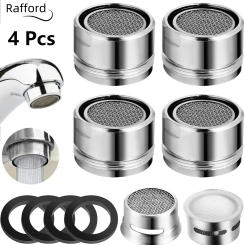 4 PCS Stainless Steel Kitchen Faucet Aerator, Bathroom Faucets Aerators Replacement Parts with Gasket, Sink for Kitchen Bathroom