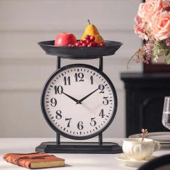 Iron Desk Clocks Black Matte Creative Tray Fruit Plate Table Clocks Desktop Ornament Living Room Beside Sofa Home Decoration