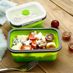 NUBECOM 1pc Collapsible Silicone Food Lunch Box Dinnerware Foldable Fruit Salad Storage Food Box Container Tableware BPA Free