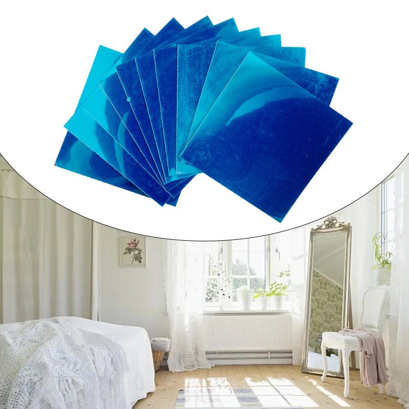 Description Picture 3 of item10Pcs 10CM Square Mirror Glass Tile Acrylic Wall Stickers Decal Mosaic Self-adhesive Home Decor Bathroom DIY 3D Wall Decal