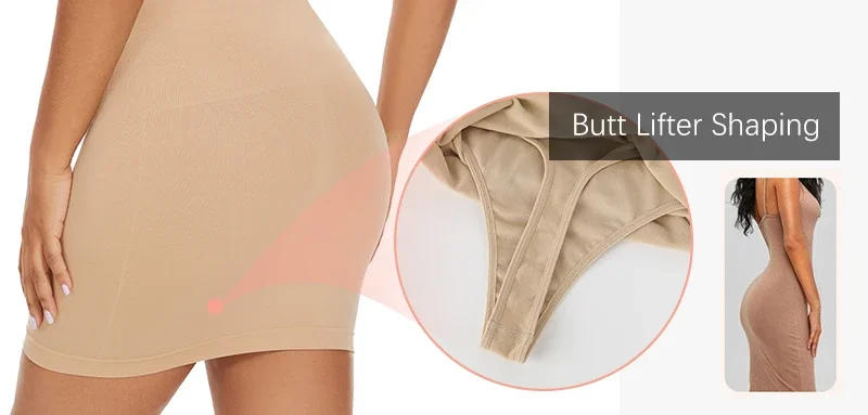 Description Picture 5 of itemHalf Slip Shapewear for Women Under Dresses Built-in Panties High Waist Tummy Control Slips Skirts Butt Lifter Body Shaper Dress