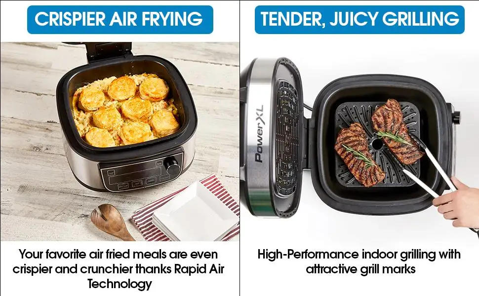 Description Picture 6 of itemGrill Air Fryer Combo 6 QT 12-in-1 Indoor Slow Cooker, Roast, Bake, 1550-Watts, Stainless Steel Finish (Standard)