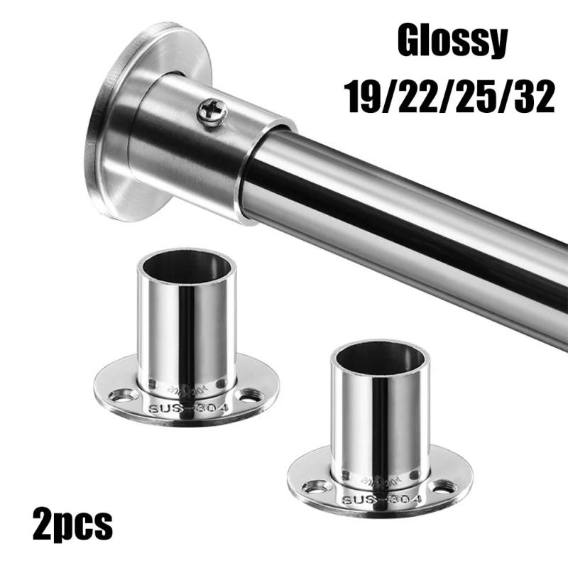 Description Picture 2 of item2pcs 19-32mm Wardrobe Bracket Steel Pipe Flange Rail Rod Pole Socket End Support Holder Curtain Rod Base Bracket Hardware