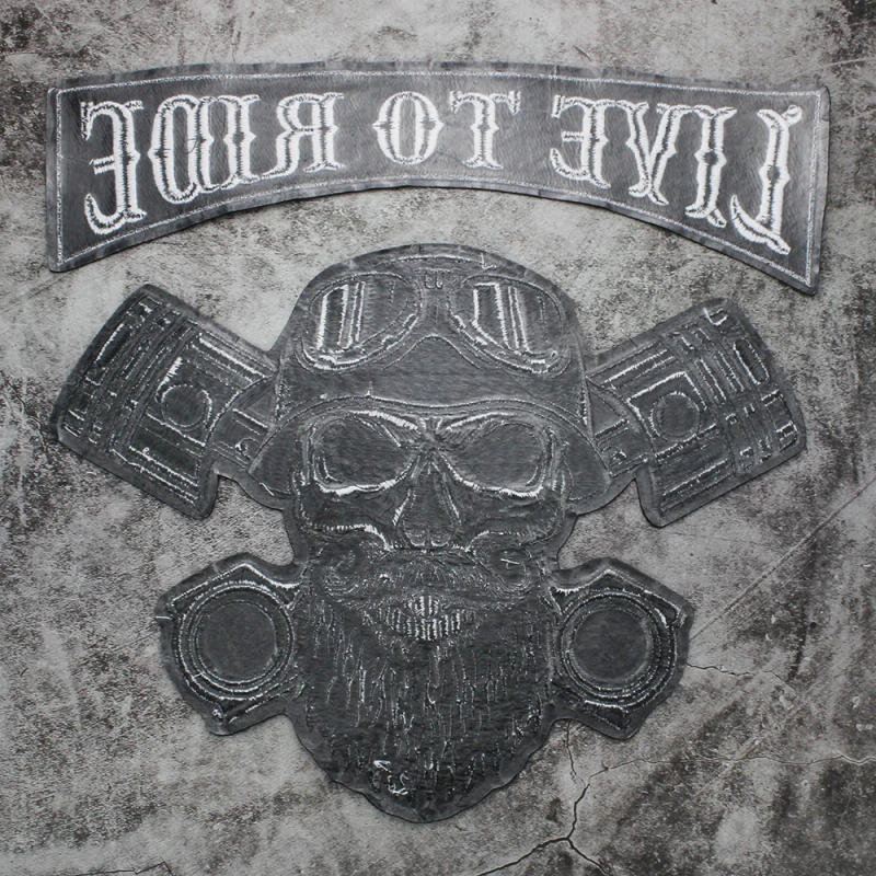 Description Picture 3 of itemLetter Punk Skull Patch Biker Rock Large Embroidered Motorcycle Band Iron On Patches For Clothes Jacket Big Patch Back Badge