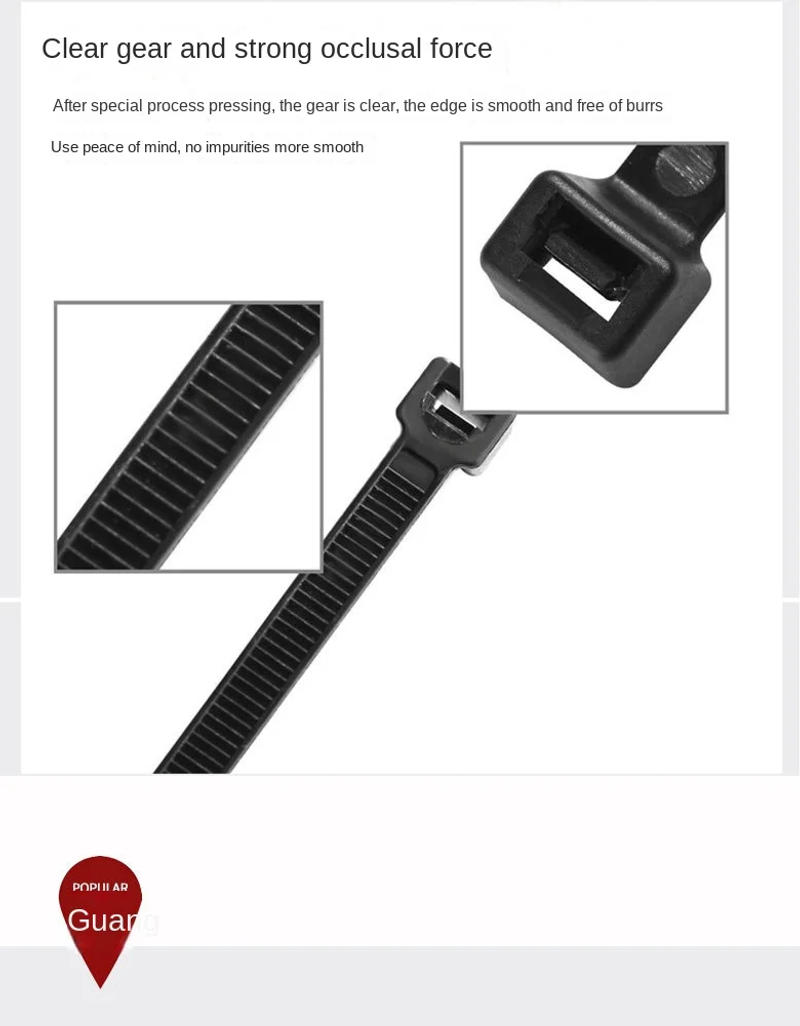 Description Picture 4 of item500/100Pcs Plastic Nylon Cable Ties Self-locking Cord Ties Straps Adjustable Cables Fastening Loop Home Office Wire Zip Ties