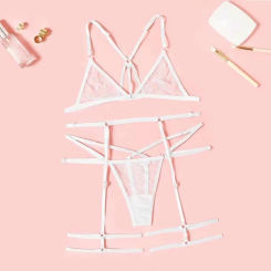 Sexy Lace Thin Lightweight Bra Set Women Bandage Underwear Set Hollow Thong Lingerie Women Crotch Underwear Lingerie For Ladies