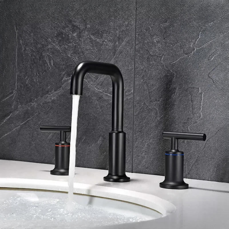 Description Picture 5 of itemRose Gold/Chrome/Matt Black/Brushed Gold Brass Double Handles Bathroom Basin Sink Faucet Water Mixer