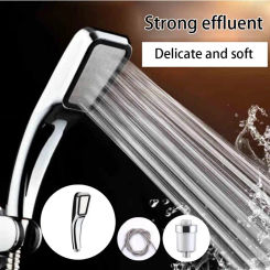 300 Holes Electroplated Silver High Pressure Water Saving Shower Head ABS Material Square Hand Multiple Specifications Avail