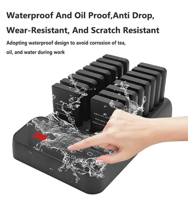 Description Picture 6 of itemWireless Restaurant Pagers Calling System 16 Coasters Buzzer Vibrator Bell Receivers For Food Truck Bar Coffee Fast Food Hotel